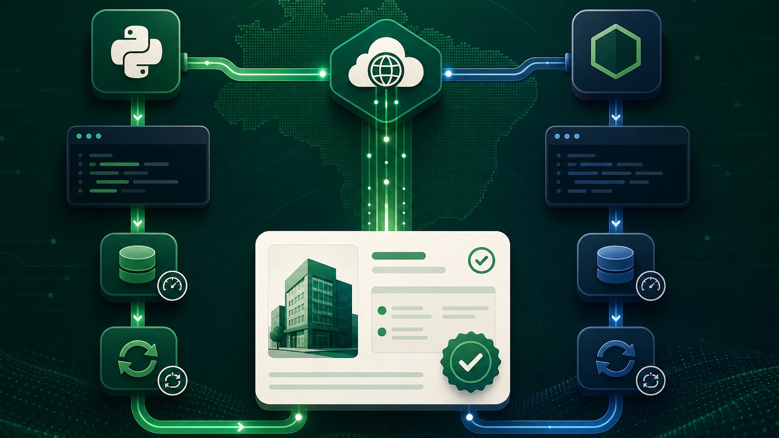 Pipelines Python e Node conectados a uma consulta CNPJ