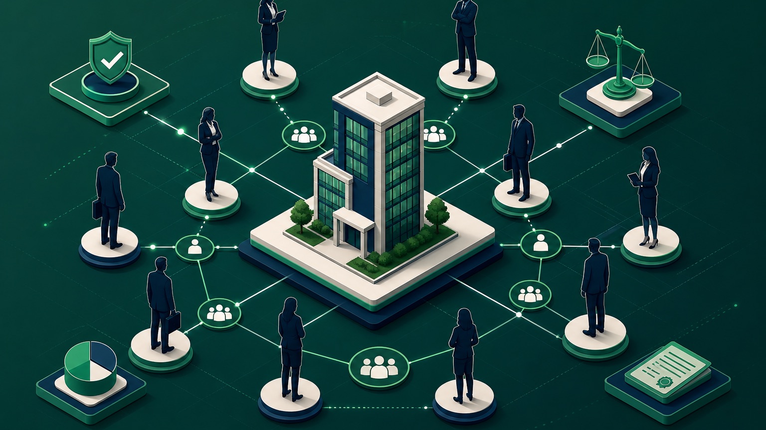 Rede de sócios e administradores conectada a uma empresa